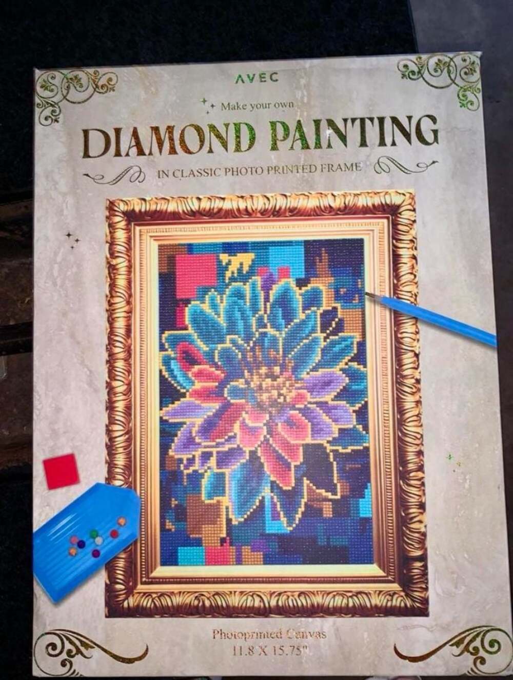 AVEC Diamond Painting Make Your Own In Classic Photo Printed Frame 11.8 x 15.75